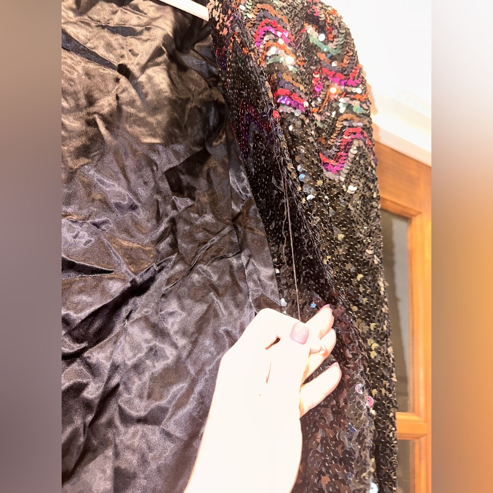 Sequin Zigzag Jacket - Black and Multicolor‎ - Si… - image 6